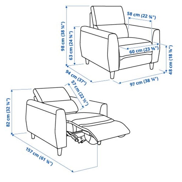 RULLERUM Recliner, electric, Tornarp dark grey-brown