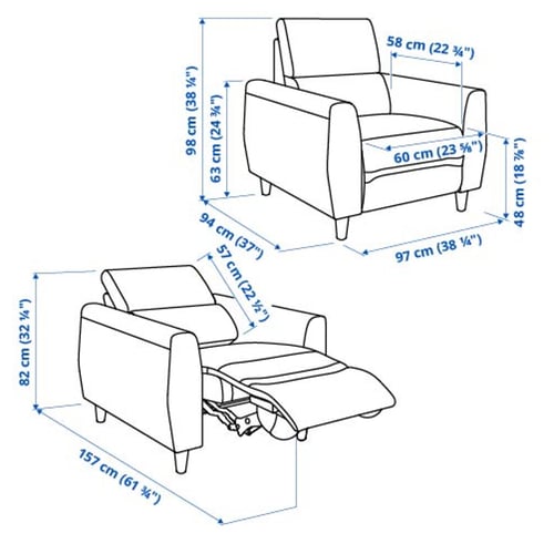 RULLERUM Recliner, electric, Tornarp dark grey-brown