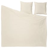 Beige RUNDHAGTORN linen-cotton duvet set with 2 pillows