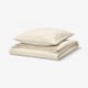 Beige RUNDHAGTORN duvet & pillow set, 51% linen, 49% cotton, soft & breathable, wrinkle-chic design.