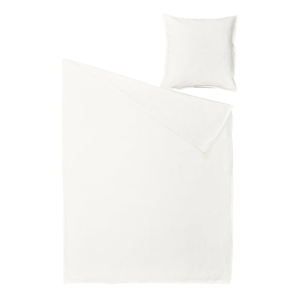 White RUNDHAGTORN linen-cotton duvet set with pillow, rectangular and square shapes, casual design.