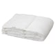 Option: Stacked white duvet, SÄFFEROT, soft fabric, recycled polyester filling, rectangular with stitched design.