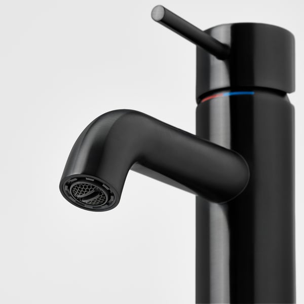 SALLSJÖN Bathroom mixer tap top lever, black, S