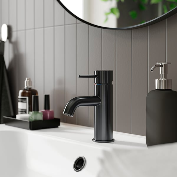 SALLSJÖN Bathroom mixer tap top lever, black, S