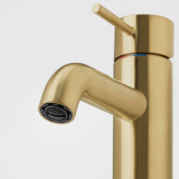 SALLSJÖN Bathroom mixer tap top lever, brass-colour, M