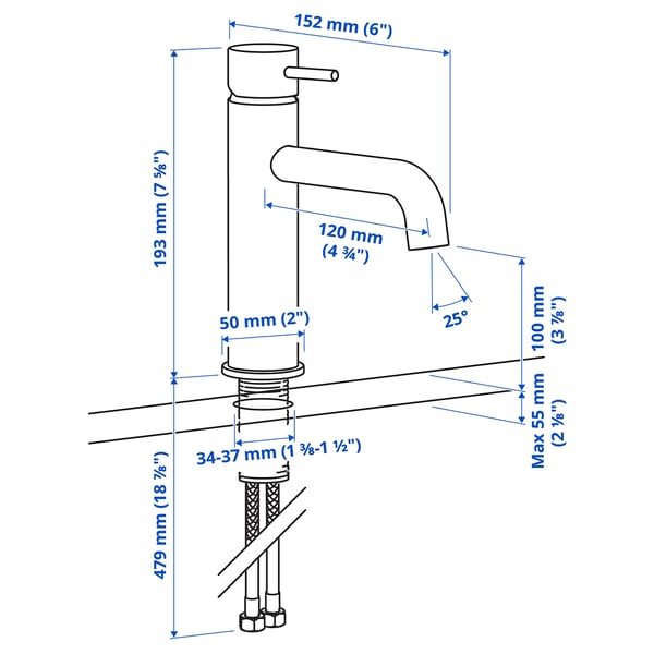 Illustration with measurements for the product: SALLSJÖN.