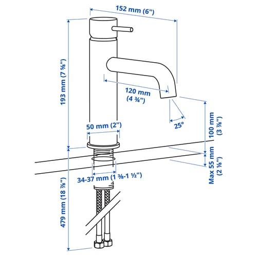 Illustration with measurements for the product: SALLSJÖN.