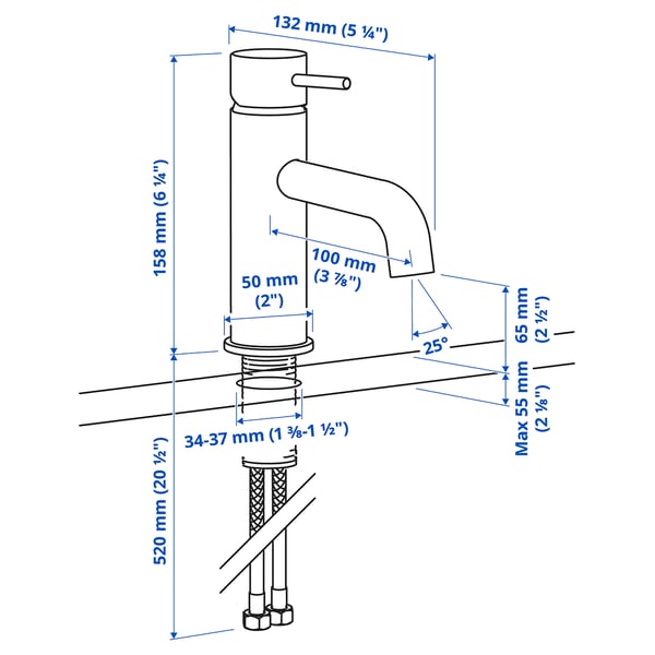 Illustration with measurements for the product: SALLSJÖN.