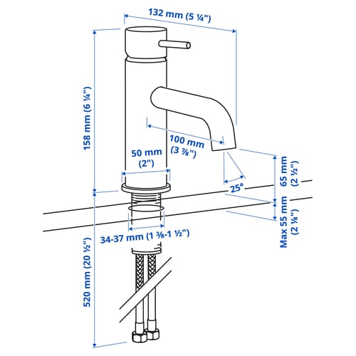 Illustration with measurements for the product: SALLSJÖN.