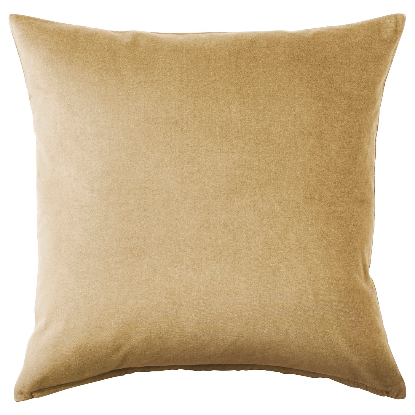 Beige cotton velvet pillow with zipper.