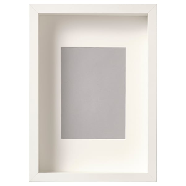 SANNAHED white photo frame, rectangular; simple design, front plastic protection.