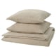 Option: SCHERSMIN bedding set: greige, 100% cotton, textured, includes folded blanket and pillows.