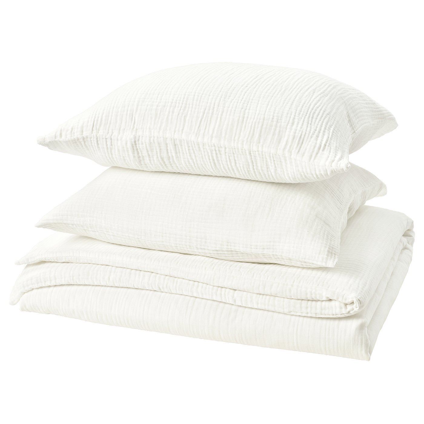 SCHERSMIN white duvet set, 100% cotton muslin, soft & breathable, envelope pillowcase.