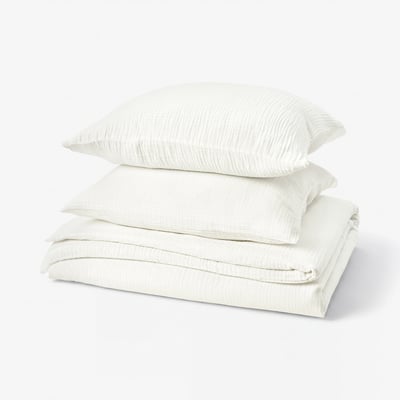 SCHERSMIN Duvet cover and 2 pillowcases, white, 240x220/80x80 cm