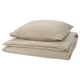 Option: SCHERSMIN bedding set, cream, organic cotton, textured, pillows & blanket.