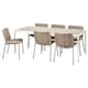 Beige SEGERÖN outdoor dining set with rectangular table and wicker chairs for balcony, patio, or garden.