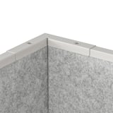 This image shows a SIDORNA corner connection fitting used to join room dividers at a 90-degree angle, essential for creating a corner structure.