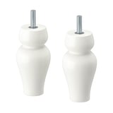Two hourglass-shaped wooden furniture legs, rounded edges, coated in white paint, on white background.