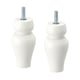 Two hourglass-shaped wooden furniture legs, rounded edges, coated in white paint, on white background.