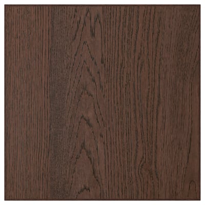 Dark brown wooden panel with visible grain. Square shape. Made from oak veneer.