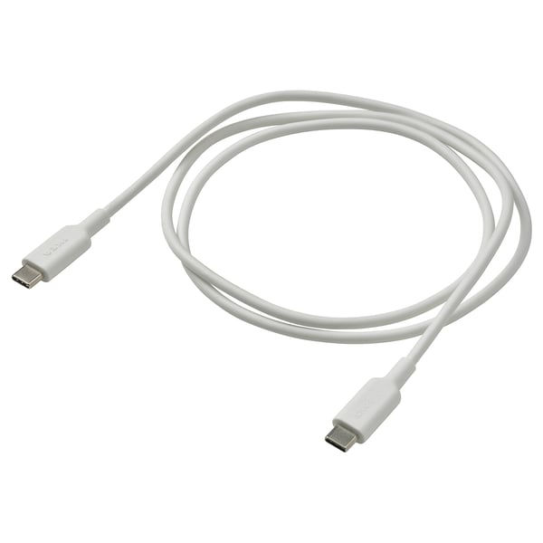White, flexible usb-c cable SITTBRUNN, coiled, pvc-free tpe.