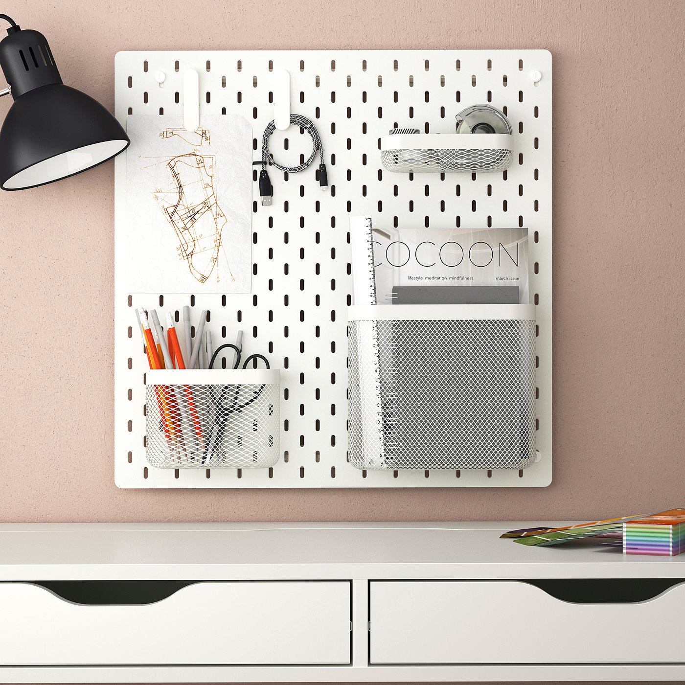 SKÅDIS pegboard combination, white, 56x56 cm - IKEA Germany