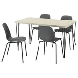 SKÅLSTA Table and 4 chairs, light grey-beige hairpin black-grey/plastic black tubular metal/black-grey, 140x80 cm