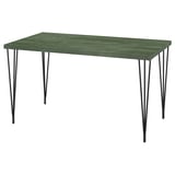 SKÅLSTA Table, dark grey-green marble effect/hairpin black-grey, 140x80 cm