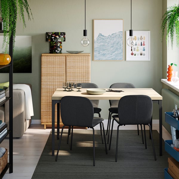 SKÅLSTA Table leg, straight black-grey