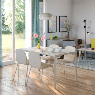 SKÅLSTA Table top, light grey-beige, 140x80 cm
