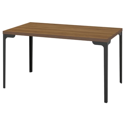 SKÅLSTA Table, walnut effect/straight black-grey, 140x80 cm