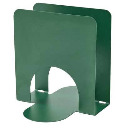 Green napkin holder, powder-coated, modern minimalist.