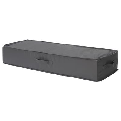 A grey SKUBB storage case, rectangular, made of recycled polyester, with a handle and two front pockets.