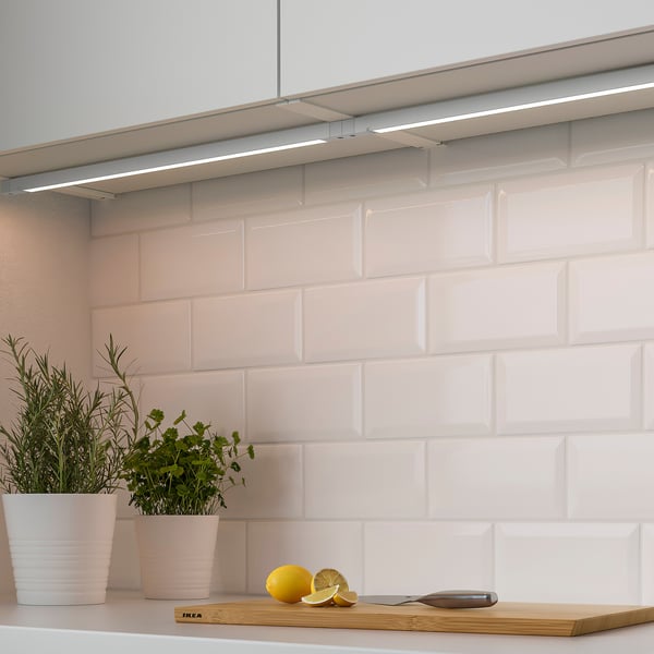 Modern kitchen led lighting backsplash.
