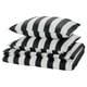 Option: SLÅNHÖSTMAL bedding set, black/white stripes, cotton-blend, rectangular, crisp, zip/pocket closure.