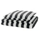Option: Black & white striped bedding set, rectangular, crisp fabric with classic stripe design.