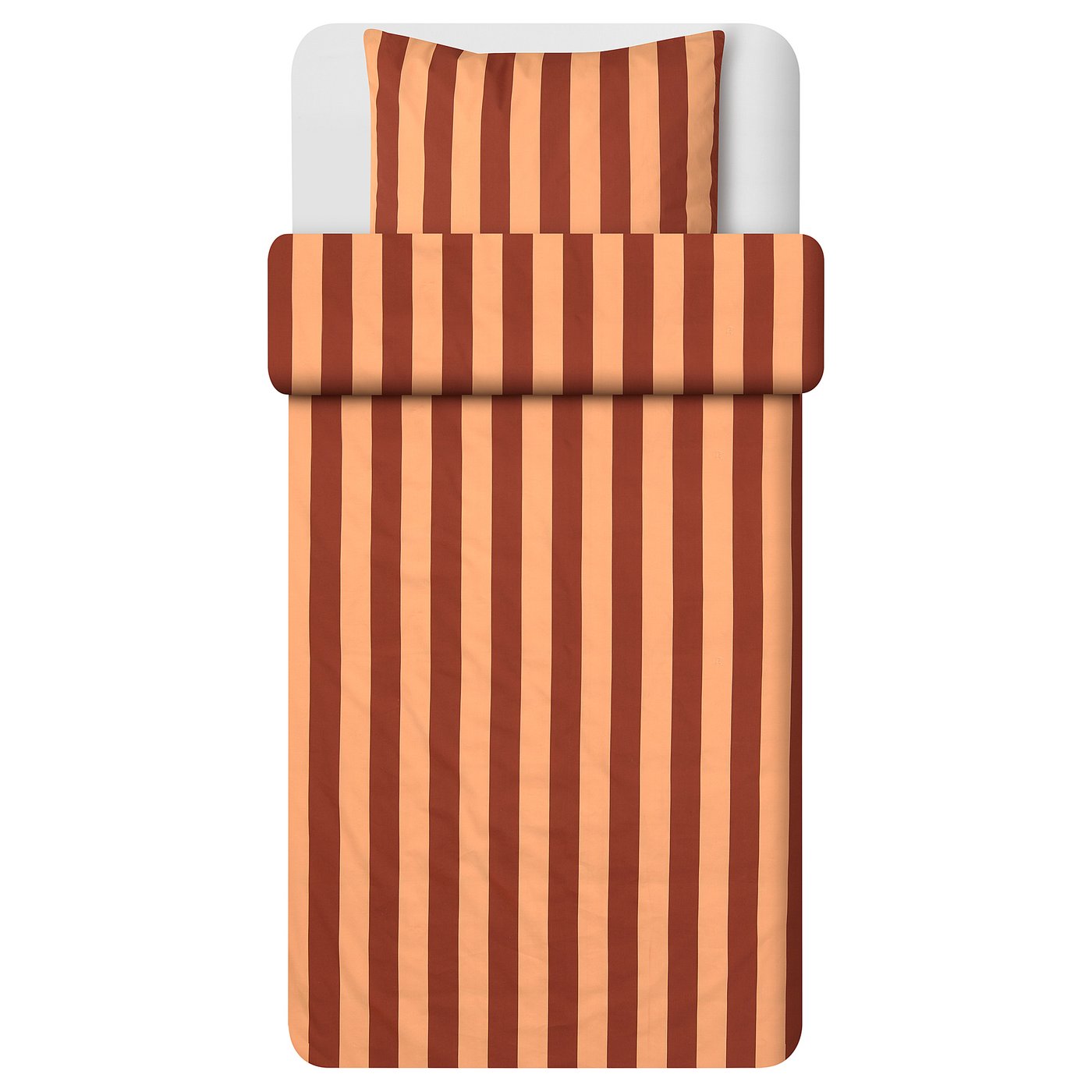 SLÅNHÖSTMAL Duvet cover and pillowcase orangebrown/striped IKEA