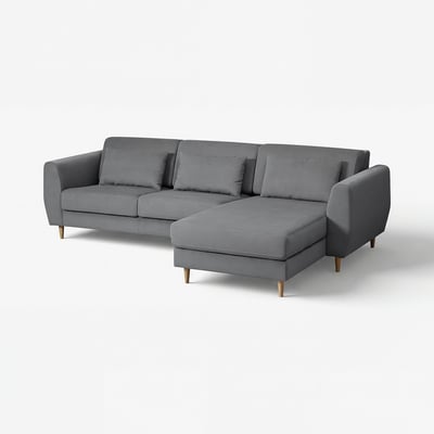 SLATORP 3-seat sofa with chaise longue, Hakebo dark grey