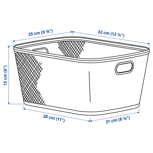 SLÅTTERÄNG Storage basket, anthracite, 25x32x15 cm