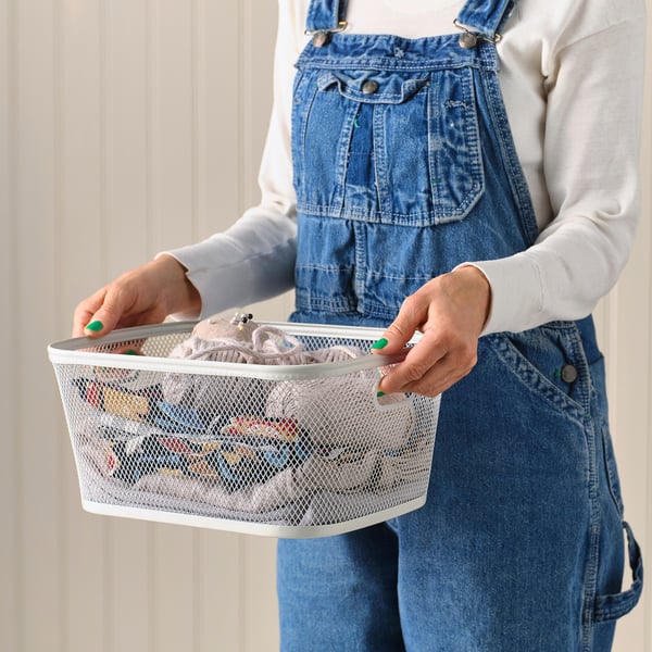 SLÅTTERÄNG Storage basket, off-white, 25x32x15 cm
