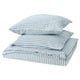 SMÅNUNNEÖRT bed set: blue striped, soft cotton-viscose, square & rectangular shapes.