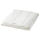 Option: A white SMÅSPORRE duvet. Its rectangular, soft, and fluffy, made with a mix of cotton and polyester.