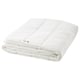 Option: Folded white SMÅSPORRE duvet, soft, rectangular with stitched lines for a fluffy, comfy look.