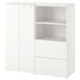 White SMÅSTAD kids storage with shelves, drawers, rail, safe corners.