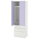 A white and light purple SMÅSTAD wardrobe with 3 drawers and a cabinet. It has a storage basket inside.