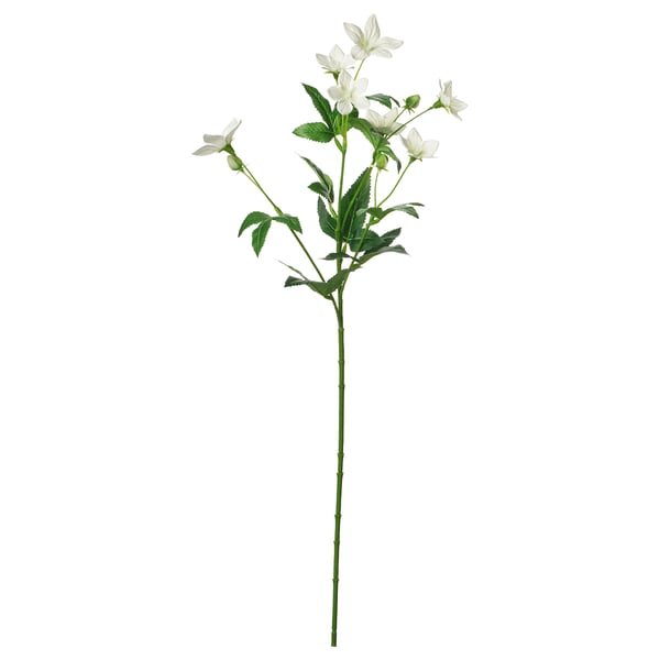 SMYCKA fake white flower stem with green leaves and flexible steel wire stem.