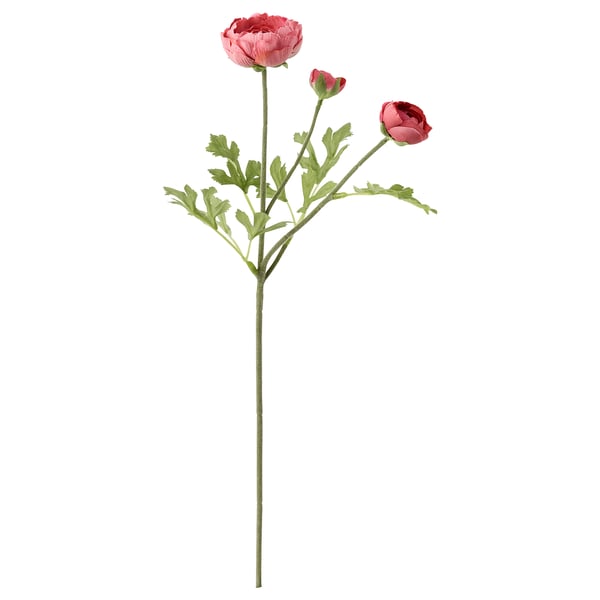 SMYCKA: pink artificial flowers with green leaves, made from recycled plastic, on a flexible steel wire stem.