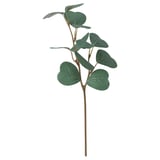 Artificial green plant stem with leaves made from recycled materials. Upright design, lifelike leaves.