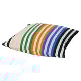 Multi-colored striped pillowcase, soft cotton blend, rectangular shape, vibrant design.