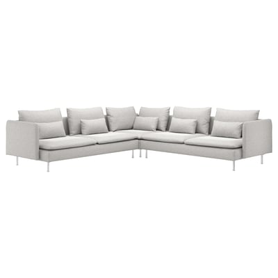 This image shows a light gray SÖDERHAMN sectional sofa with deep seats and loose back cushions.